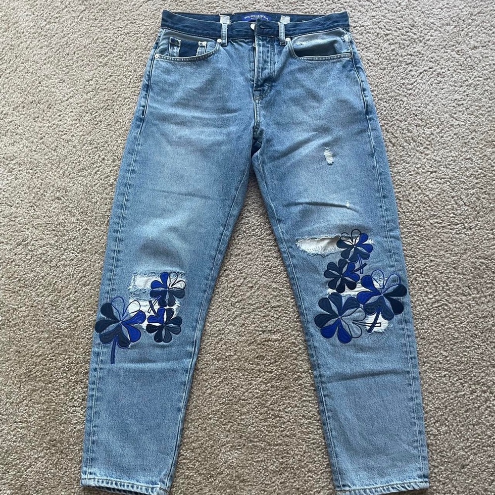 Scotch & Soda Denim Jeans with Embroidery
